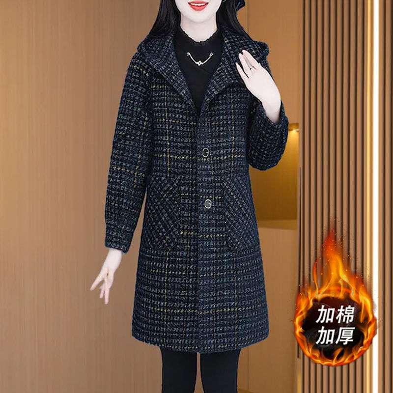 时尚高级感气质韩版外套精致大衣女秋冬新款洋气显瘦中款毛呢外套