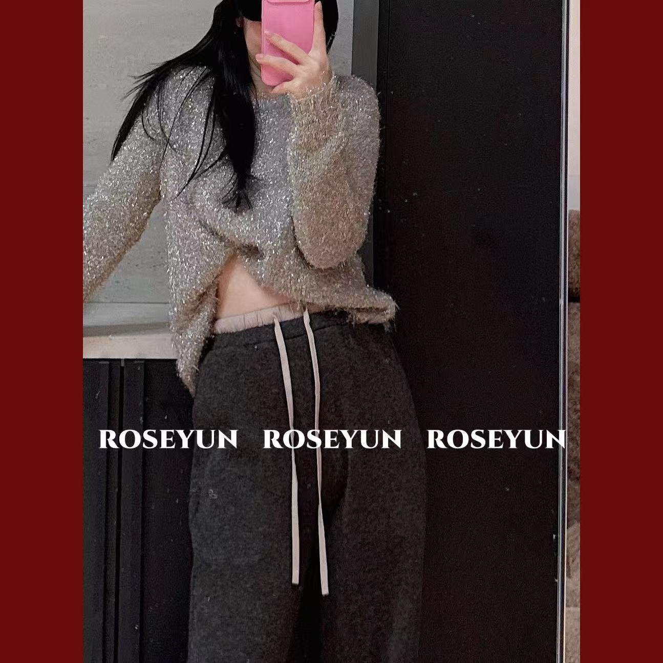 【Rose Yun】香槟咖撞色假两件绵羊毛直裤    JY115004