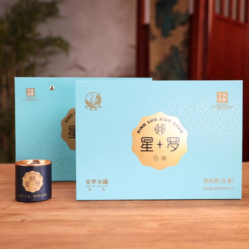 下关沱茶2024年礼盒装星罗小罐饼茶小圆片240g生茶云南普洱茶