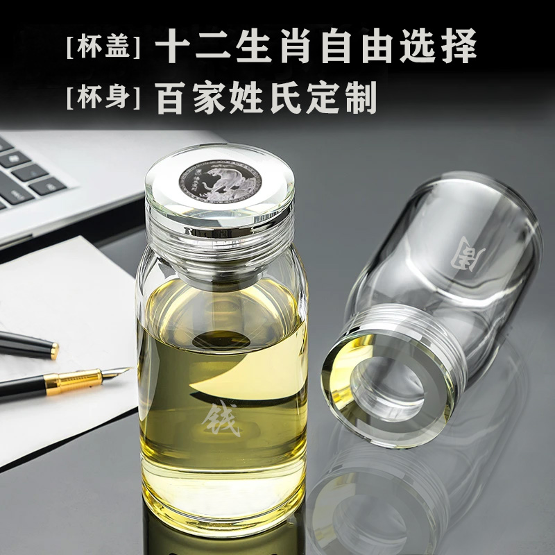 大容量玻璃杯男士高档透明简约加厚高硼硅女士专用单层带盖水杯