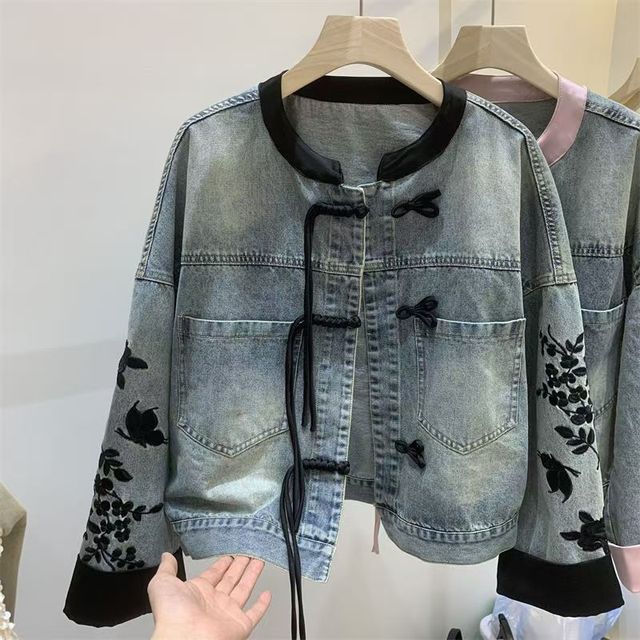 设计感牛仔外套女春秋新款小个子国风流行网红上衣夹克潮流牛仔衣