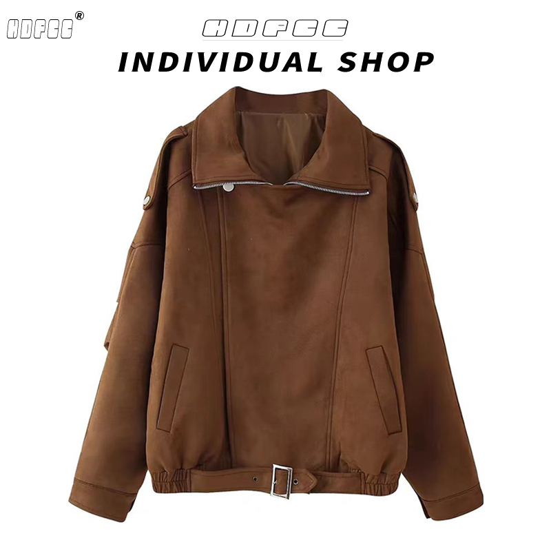 美式皮衣超好看穿搭女2025秋季新款高级感宽松气质麂皮绒百搭外套