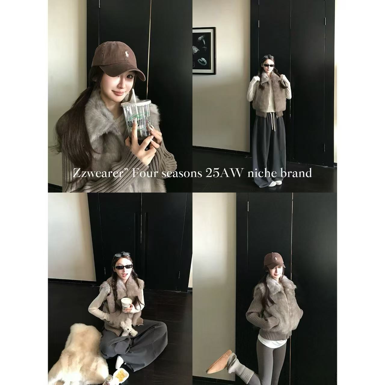 Zzwearer”2025/AW“韩女博主”上新美式中古两件环保毛毛外套慵懒