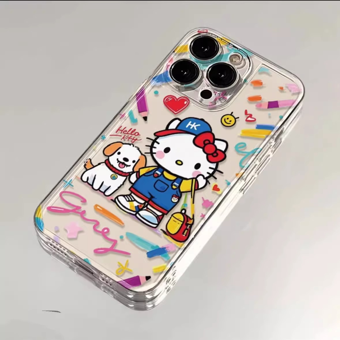 涂鸦KT小狗适用iPhone苹果16手机壳华为oppo小米15透明太空壳防