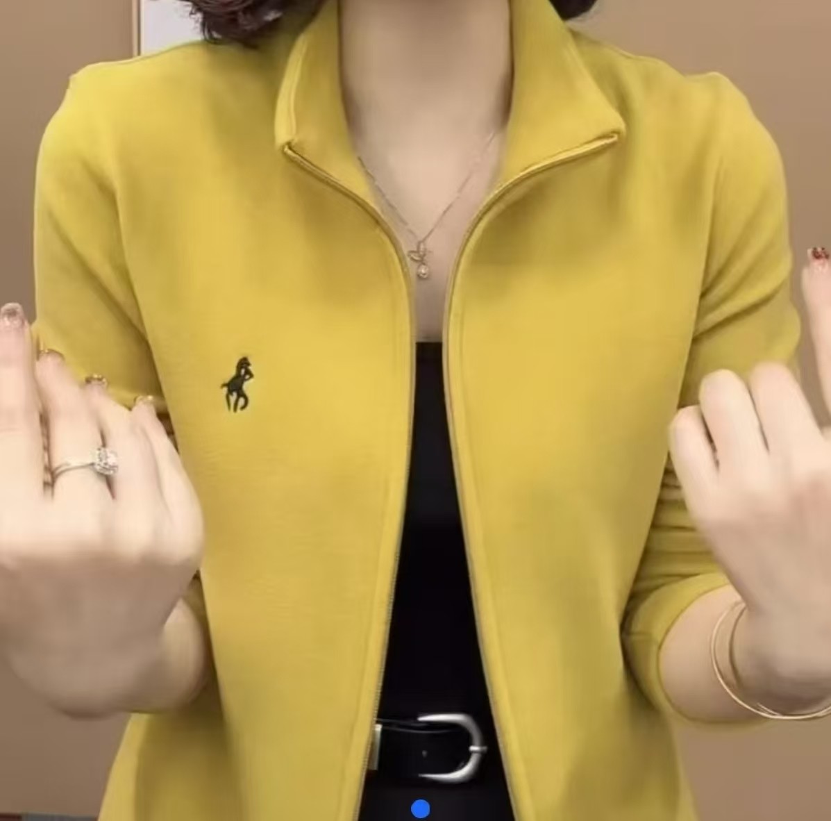 {现货}双面德绒拉链刺绣高弹开衫秋冬季女款卫衣立领