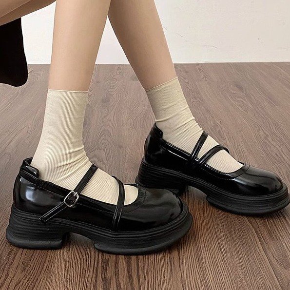 黑色百搭厚底小皮鞋女2025新款春秋法式jk玛丽珍鞋日系学生学院风