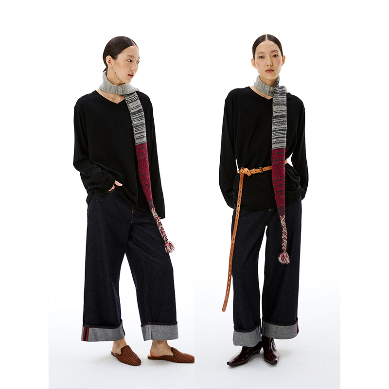 TDDP 回溯丹宁 定制面料牛仔九分裤女