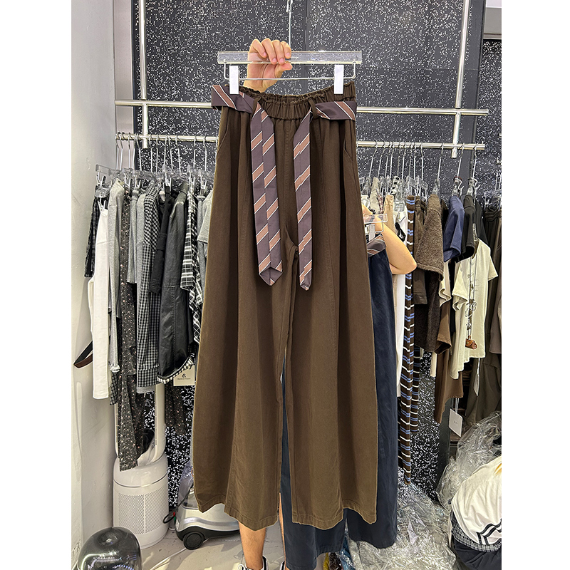 胖妹妹200斤大码韩系流行松弛垂感高腰阔腿裤女秋季显瘦休闲长裤