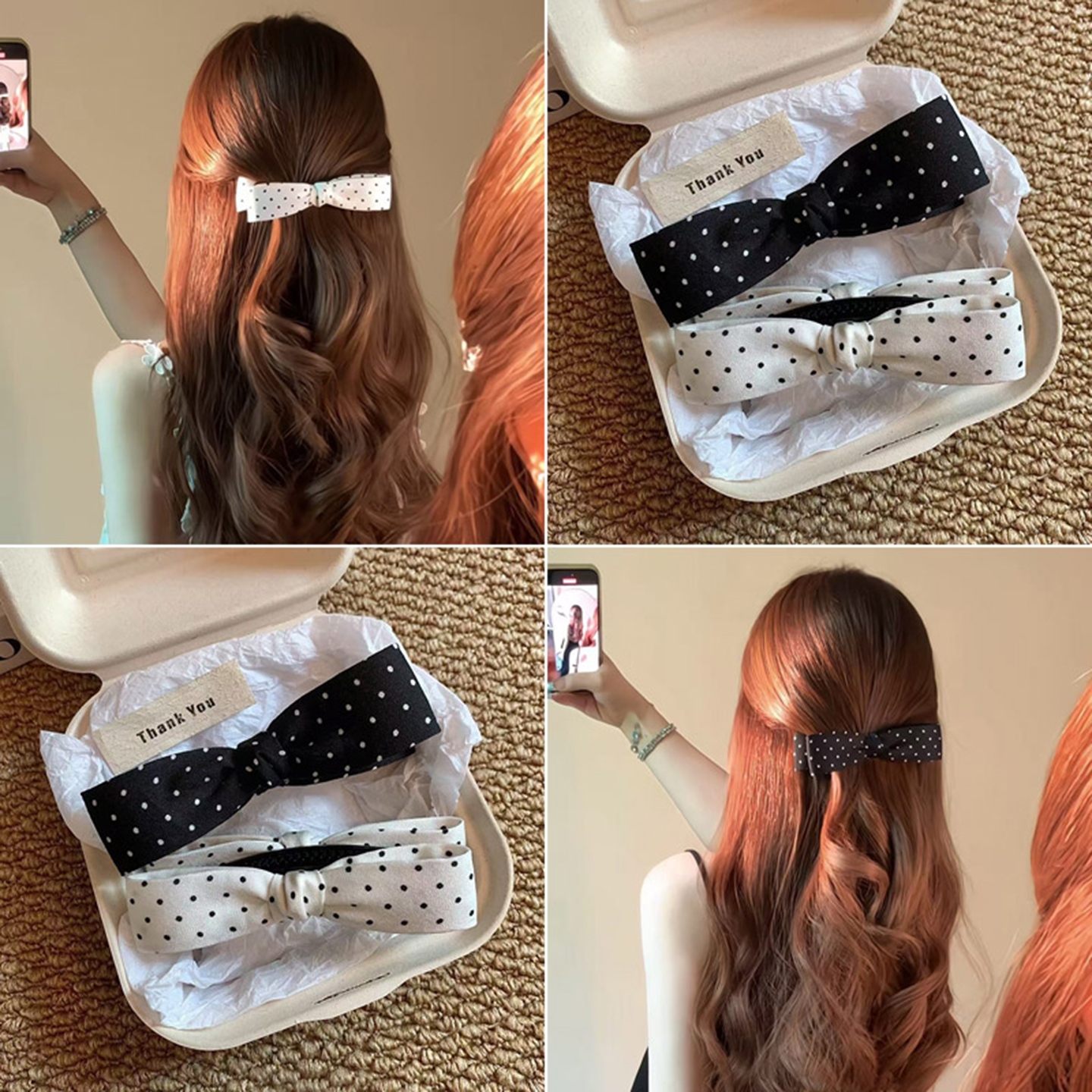 韩系波点蝴蝶结香蕉夹女2025新款后脑勺盘发马尾夹气质扭扭夹头饰