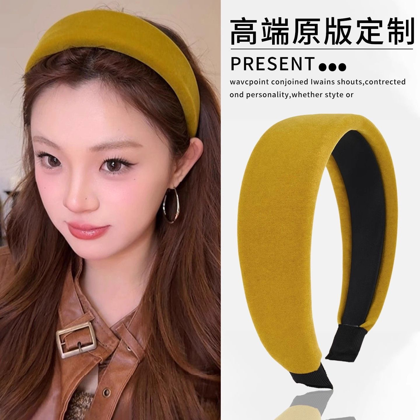 升级版配齿梳韩国东大门赫本高颅顶丝绒发箍高级宽边百搭外出头箍