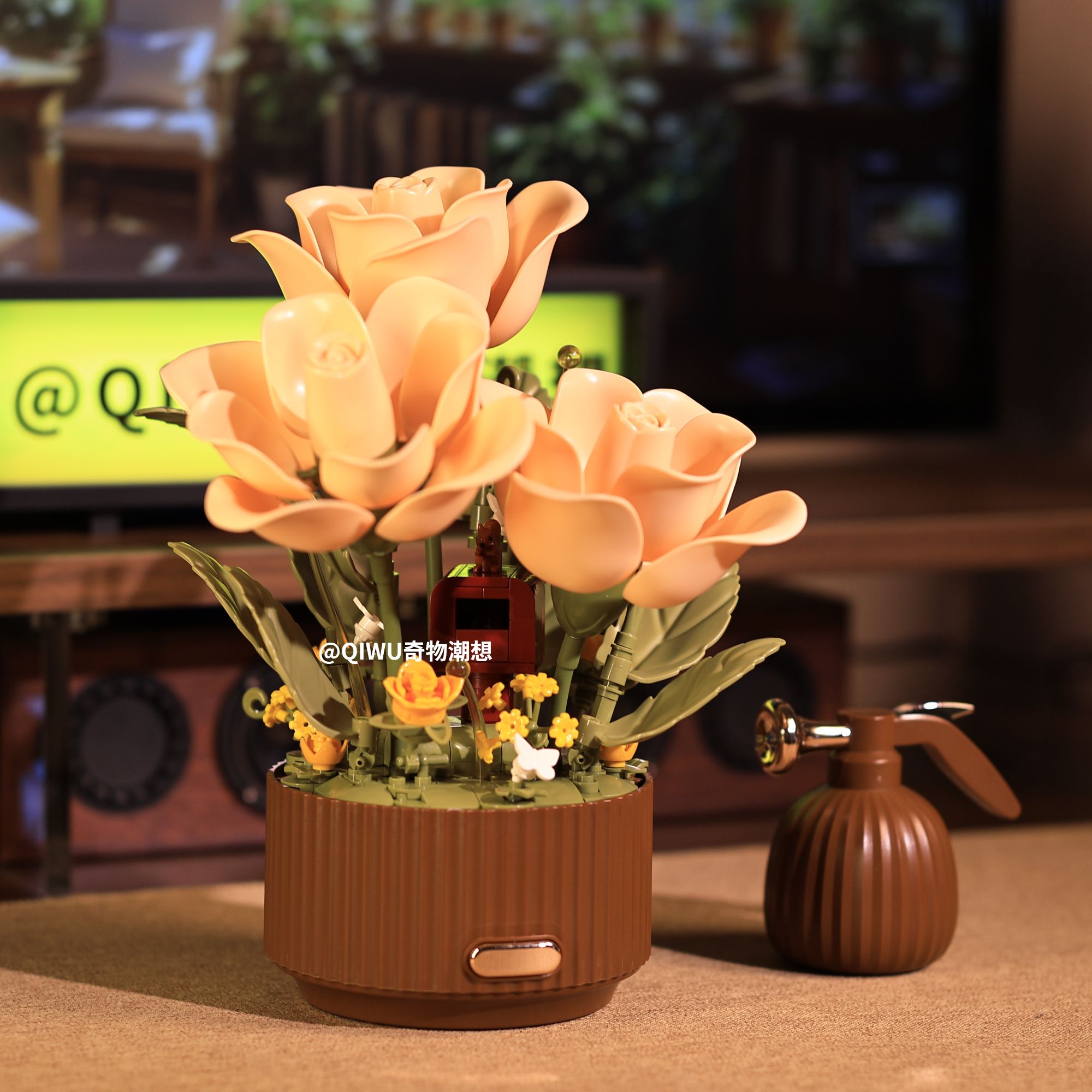 【奇物】绽放花园会开花的积木花正版氛围小夜灯拼装桌面摆件送礼物