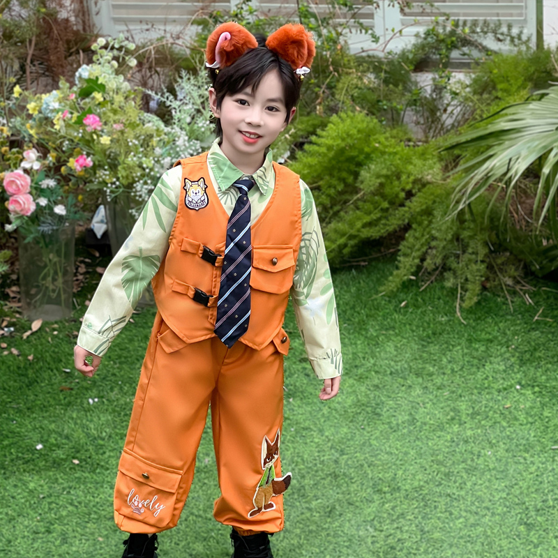 男童春秋款cos服装三件套2025新款儿童女孩朱迪尼克狐狸宝宝衣服