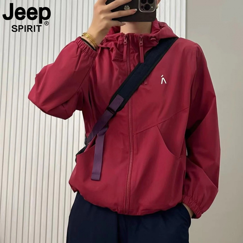 JEEP SPIRIT男女秋季防水小众设计感双拉链短款连帽宽松百搭外套