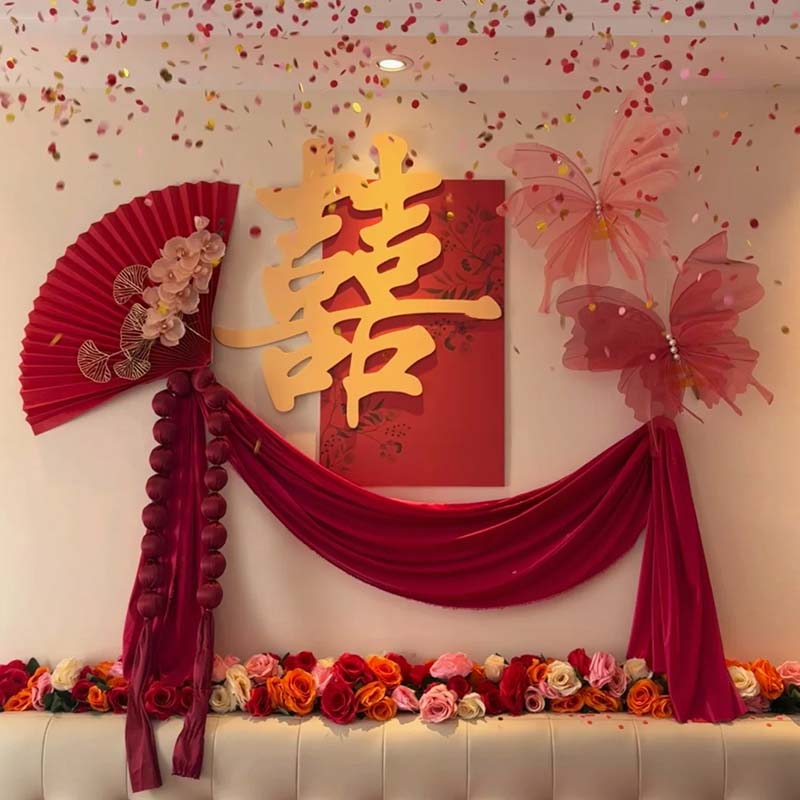 床头墙面背景墙装饰结婚套装婚房氛围布置卧室喜字贴新房囍字kt板