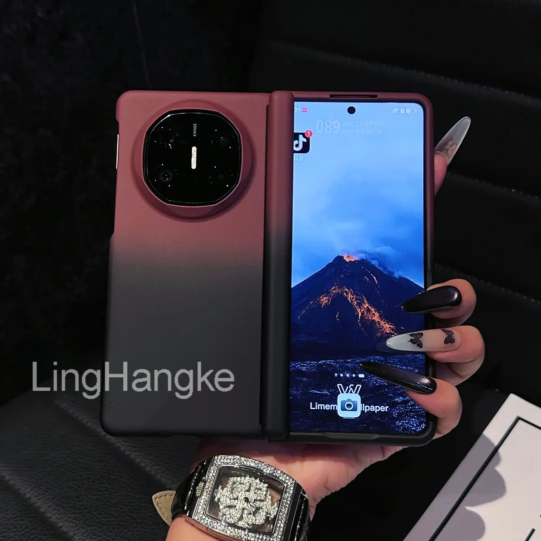 适用华为MateX6高级感渐变磨砂肤感荣耀V5折叠X3全包中轴X5手机壳