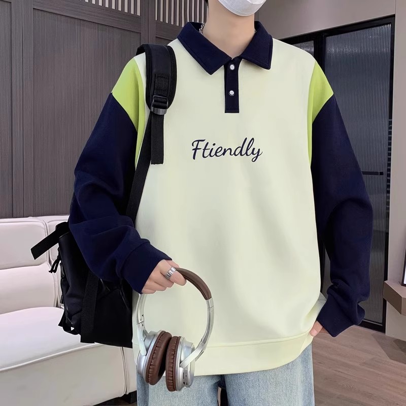大码春秋季2025新款卫衣男孩初高中学生长袖POLO衫青少年秋装上衣