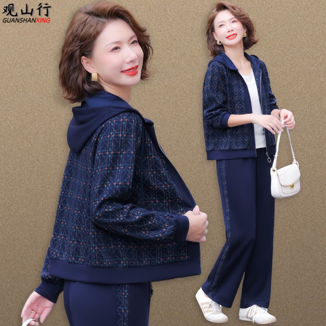 2025年女装休闲外套中年妈妈秋装运动服套装高端中老年气质感上衣