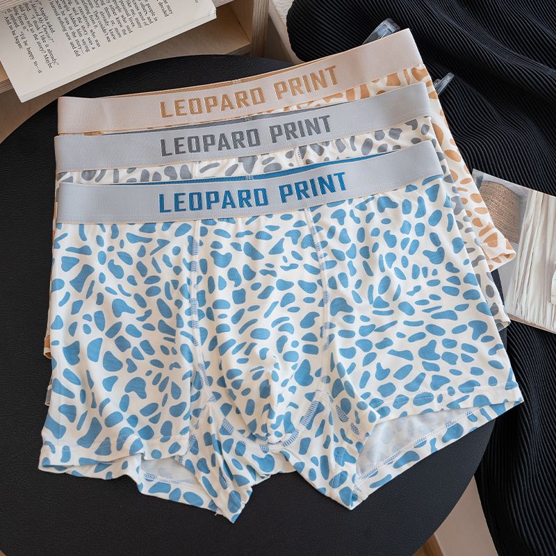 潮流波豹~男士内裤莫代尔亲肤秋冬抗菌性感印花宽松四角平角裤头