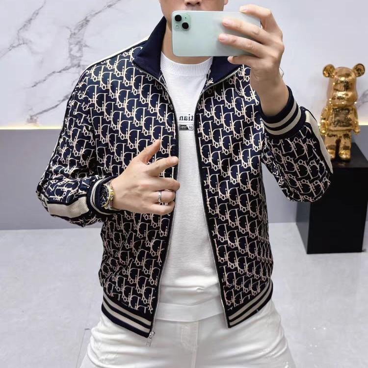 2025新款欧洲站男轻奢立领拼色时尚潮牌休闲夹克外套潮流