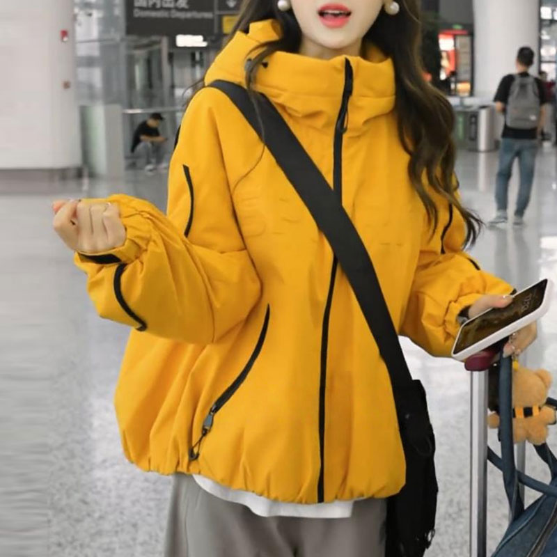宽松气质爆款连帽棉服女士2025秋冬季新款冲锋衣外套百搭加厚棉衣