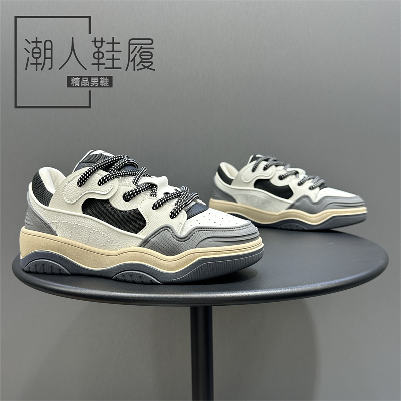 潮牌男鞋秋季新款时尚百搭滑板鞋低帮简约系带休闲鞋潮流运动鞋男