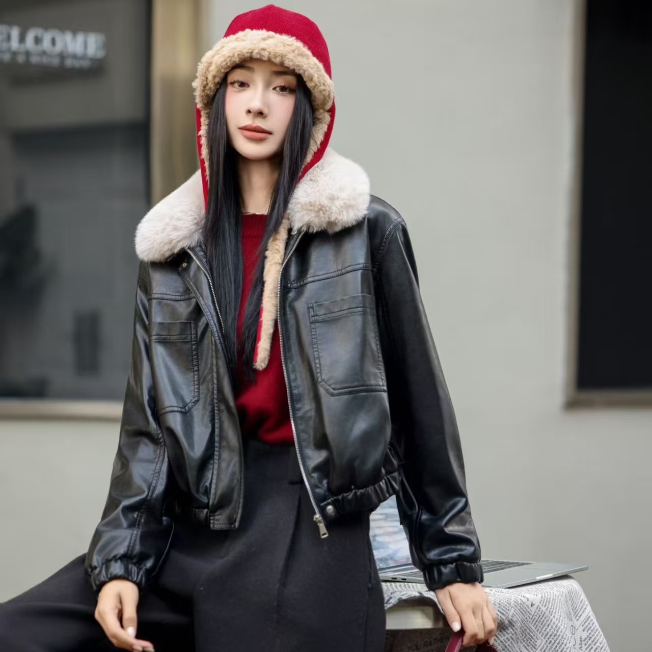 加厚皮衣外套女秋冬季气质2025新款小个子港风欧货加绒皮夹克棉服