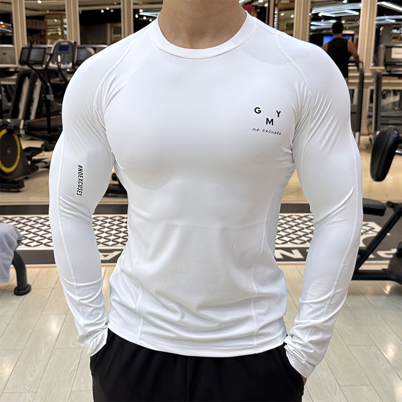 新款健身衣男秋冬弹力速干运动长袖跑步训练服修身休闲T恤打底衫