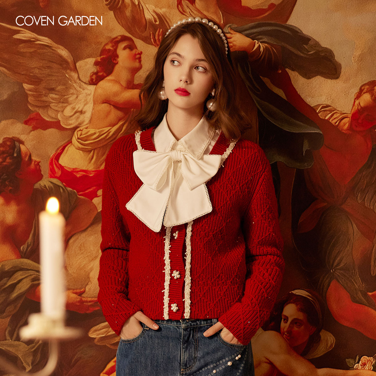 【哥文花园】重工针织衫2025冬季新款高级感短款上衣CSA4033190