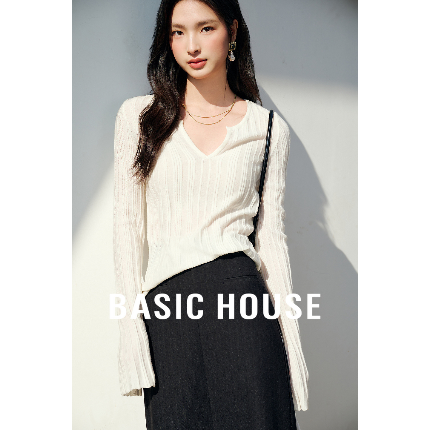 Basic House/百家好秋季新款松弛感通勤轻奢针织衫-B0624H5X782