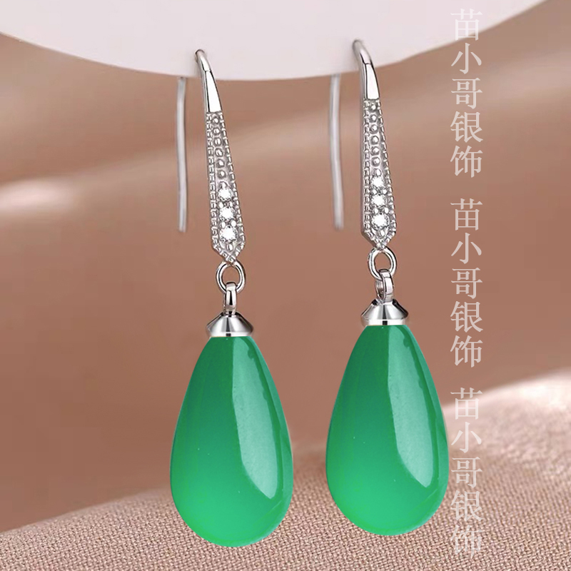 专柜正品s925纯银东陵玉耳环女轻奢小众高级感时尚耳坠爆款耳饰品