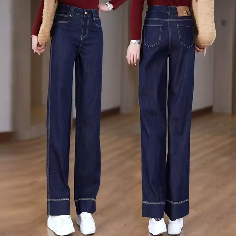 窄版高腰显瘦直筒牛仔裤女秋季新款2025休闲百搭复古春秋季阔腿裤