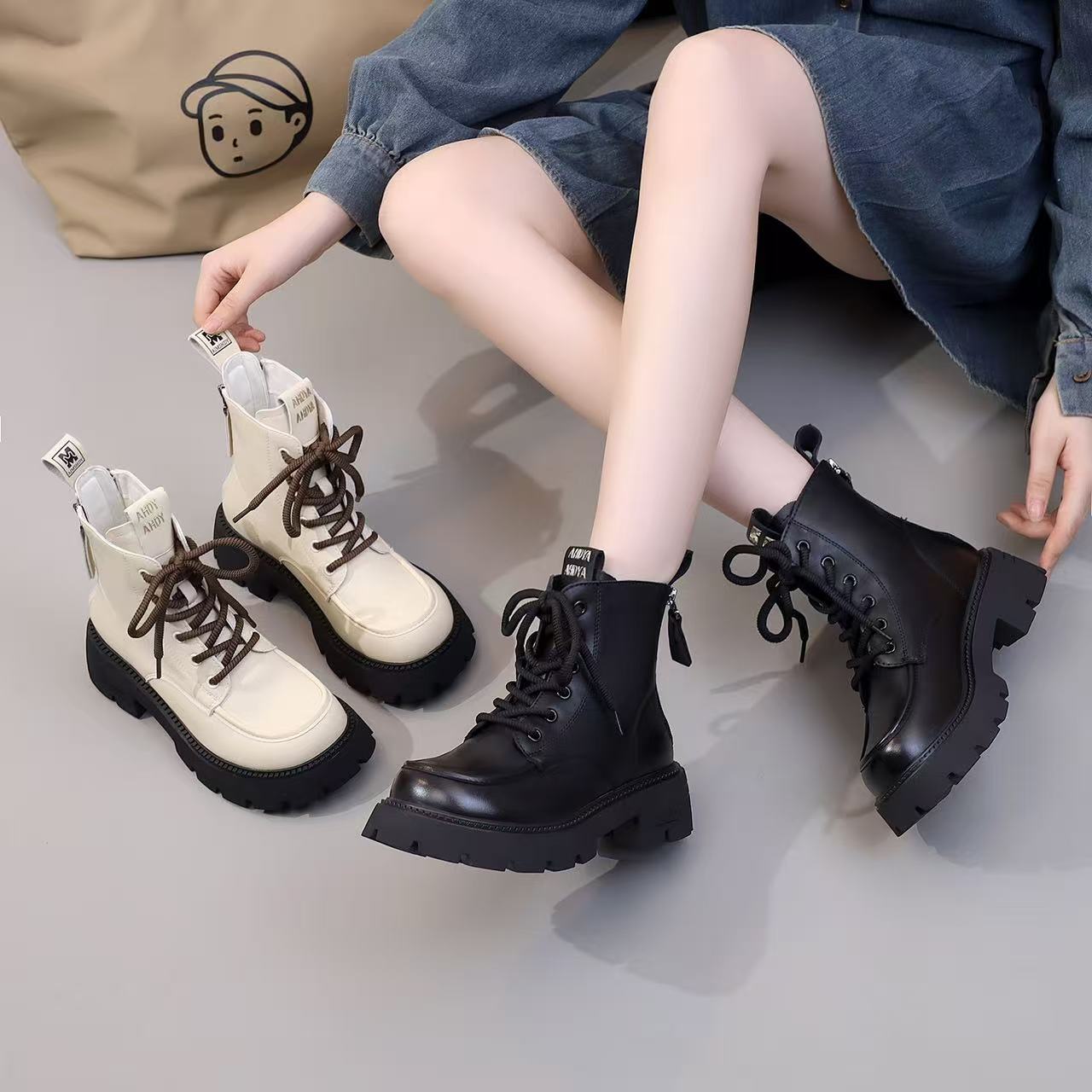 秋冬新款全皮面女士显瘦马丁靴女鞋6337