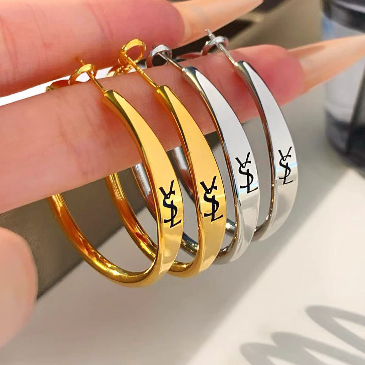 铜合金珐琅耳饰 耳环个性气质时尚百搭欧美简约圈圈经典轻奢素款