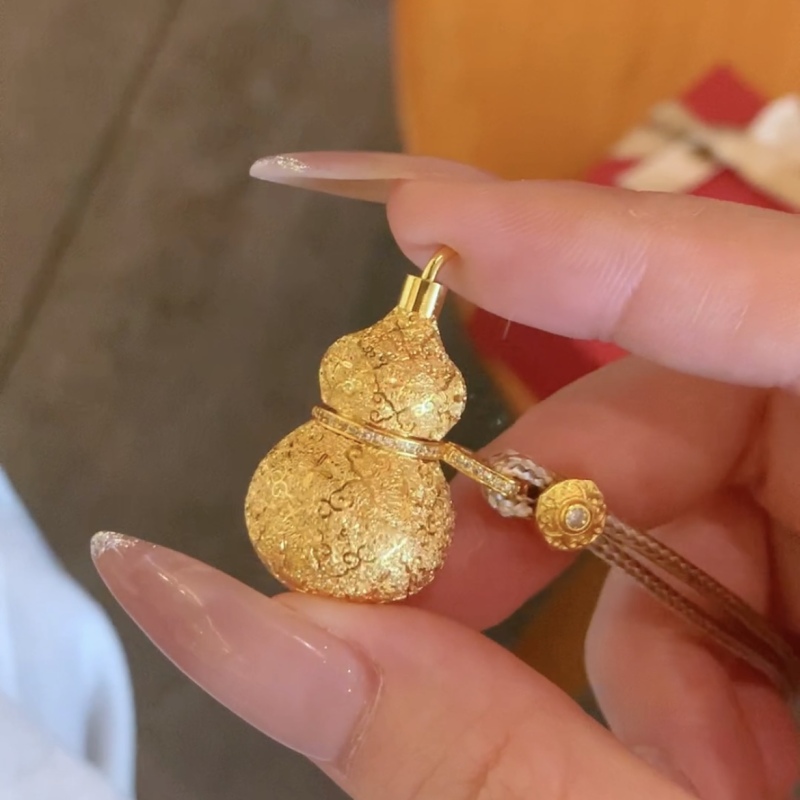 铜合金吊坠 爆闪戗刻车花碎冰葫芦吊坠毛衣链（可打开）F001