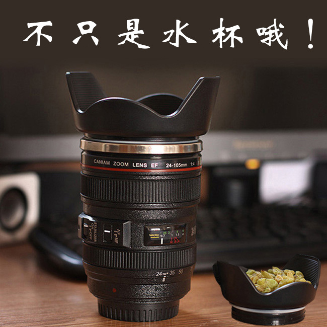 创意水杯第六代单反镜头水杯不锈钢内胆杯轮胎镜头造型杯子日用品