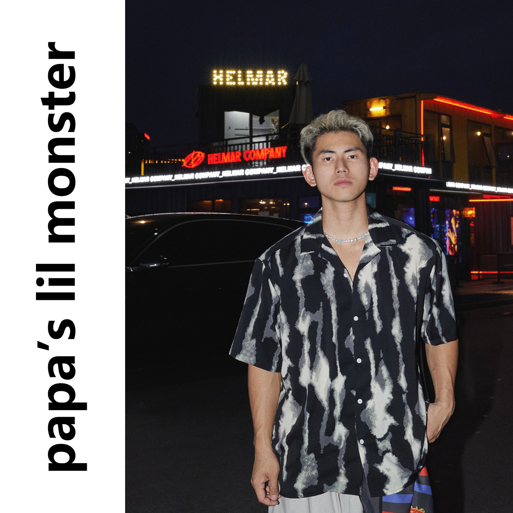 水墨扎染 美式复古度假风做旧短袖衬衫男 宽松休闲凉感百搭衬衣