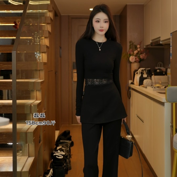 磊磊【时髦腿精】加绒加厚长裤裙 秋冬高级垂感假两件长裤裙88206