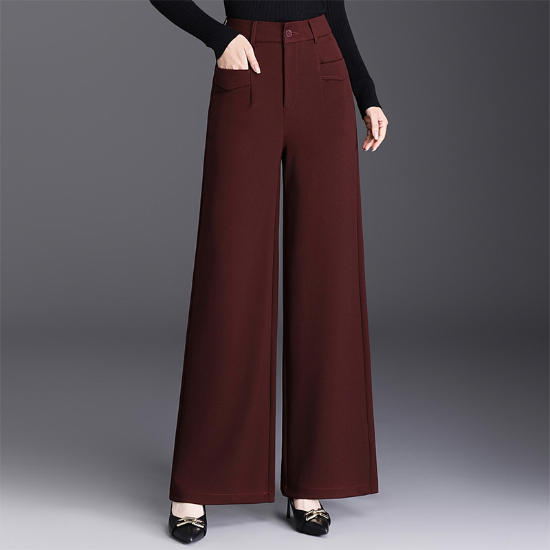 时尚秋冬新款厚西装裤裤子高腰显瘦百搭阔腿裤垂感宽松直筒休闲裤