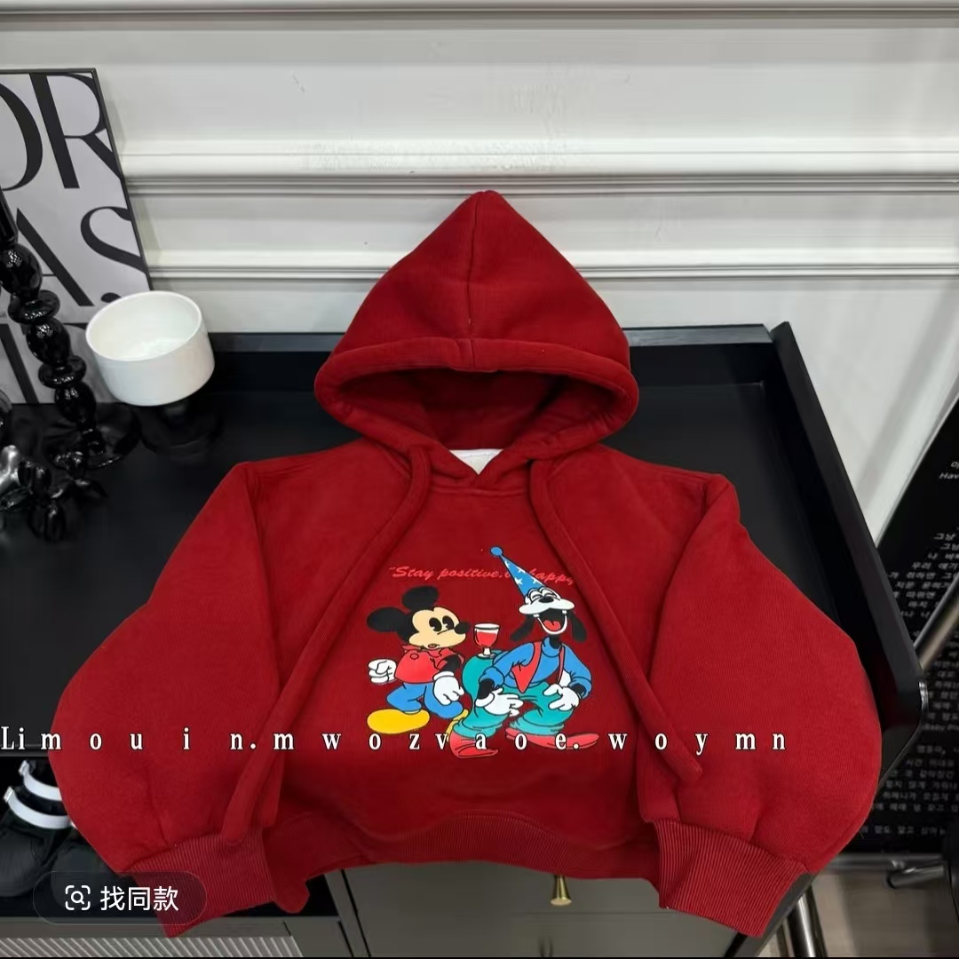 【卡通米奇】冬季儿童加绒羊驼绒连帽卫衣洋气宝宝保暖时尚百搭卫衣