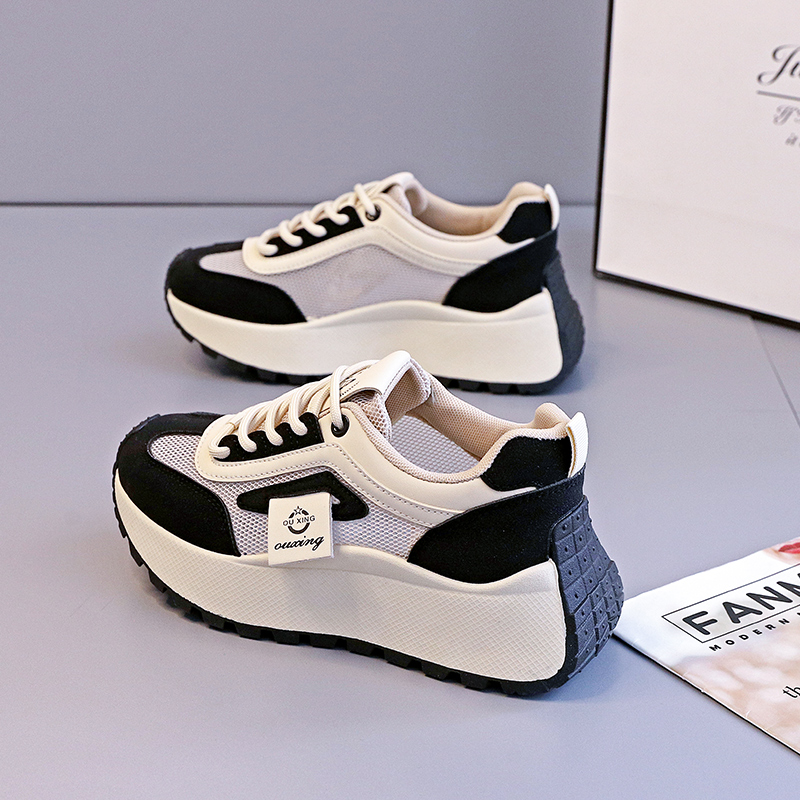 夏季网面透气女鞋厚底增高5CM时尚老爹鞋百搭爆款板鞋运动休闲鞋