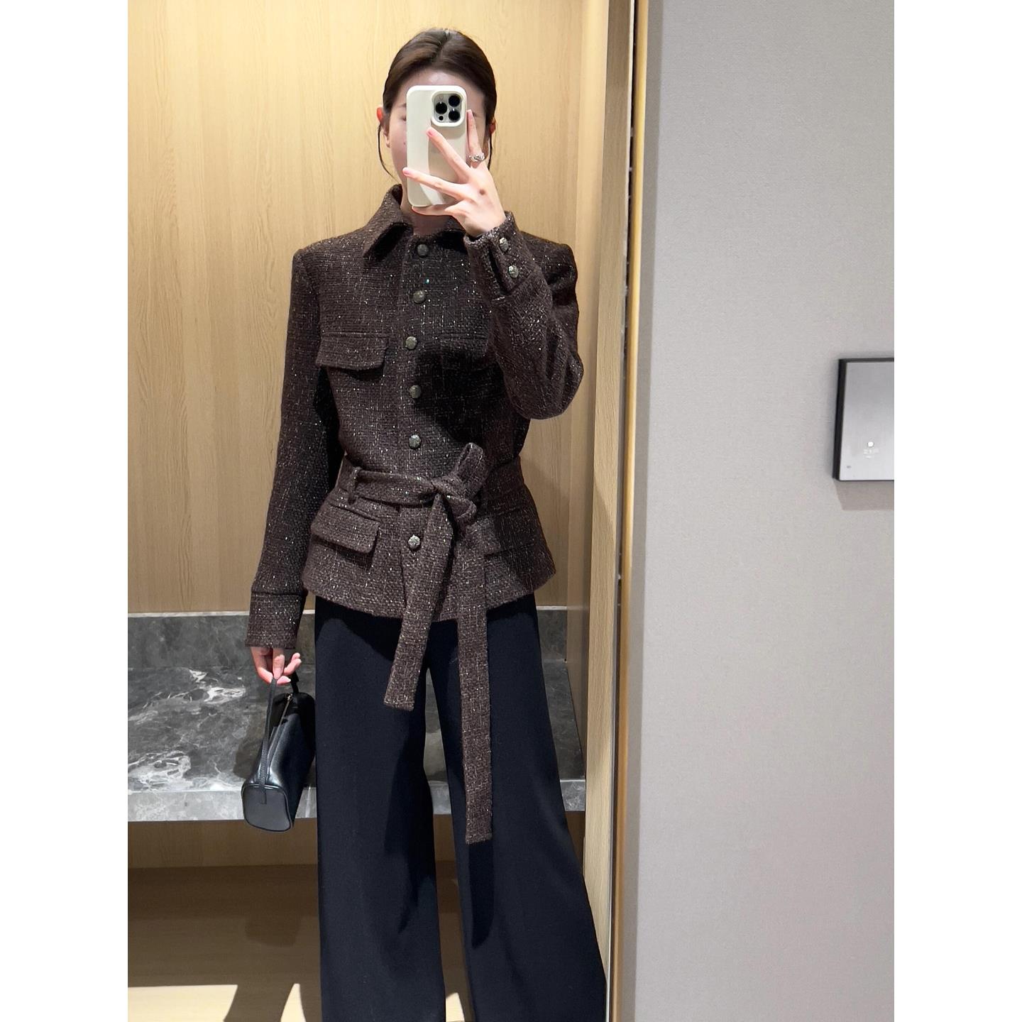 【万达撤柜】季小香风外套女2025新款今年流行17娃欧行深蓝色外套
