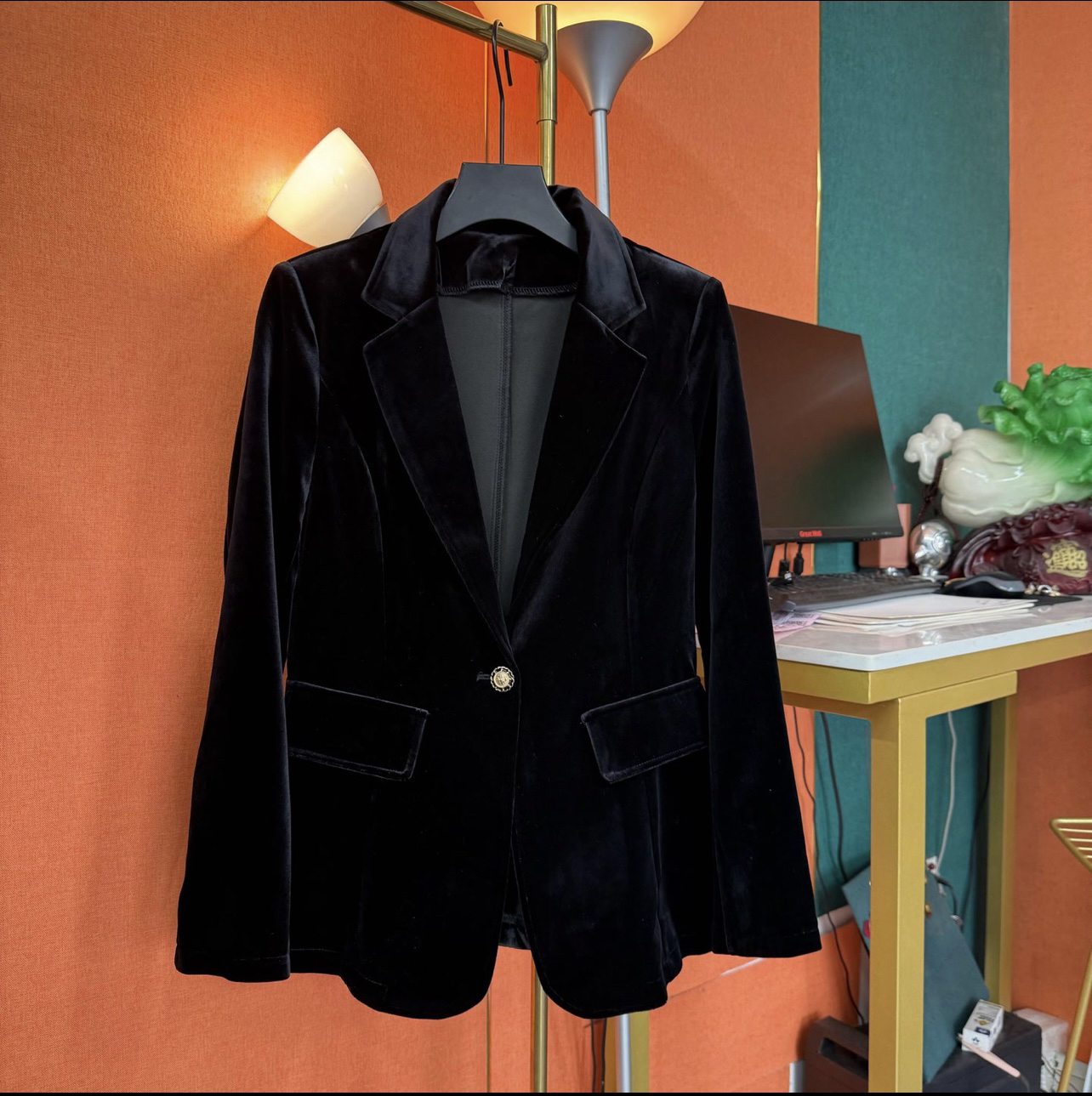 816款黑色修身显瘦长袖气质小西装外套