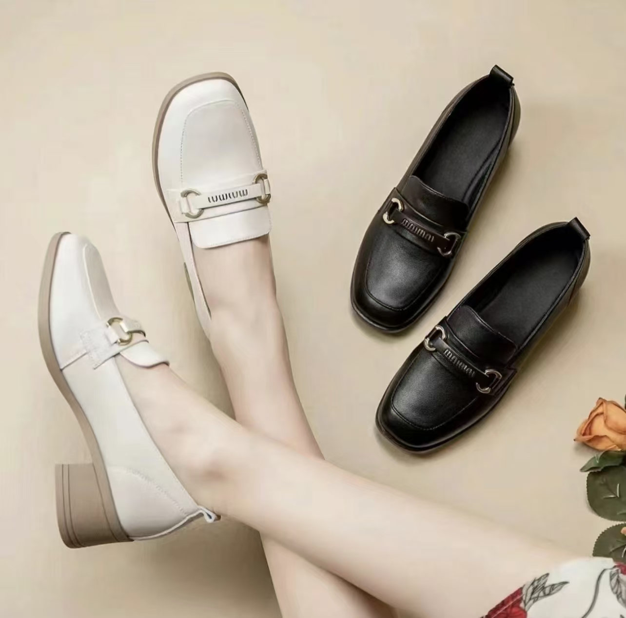 厚底乐福鞋女2025年新款春秋方头粗跟英伦小皮鞋软底中口单鞋501