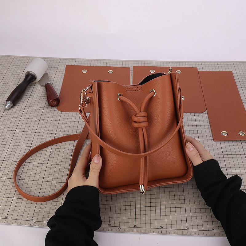 水桶包diy手工编织包包自制材料包手缝妈妈包斜挎包质感单肩女包