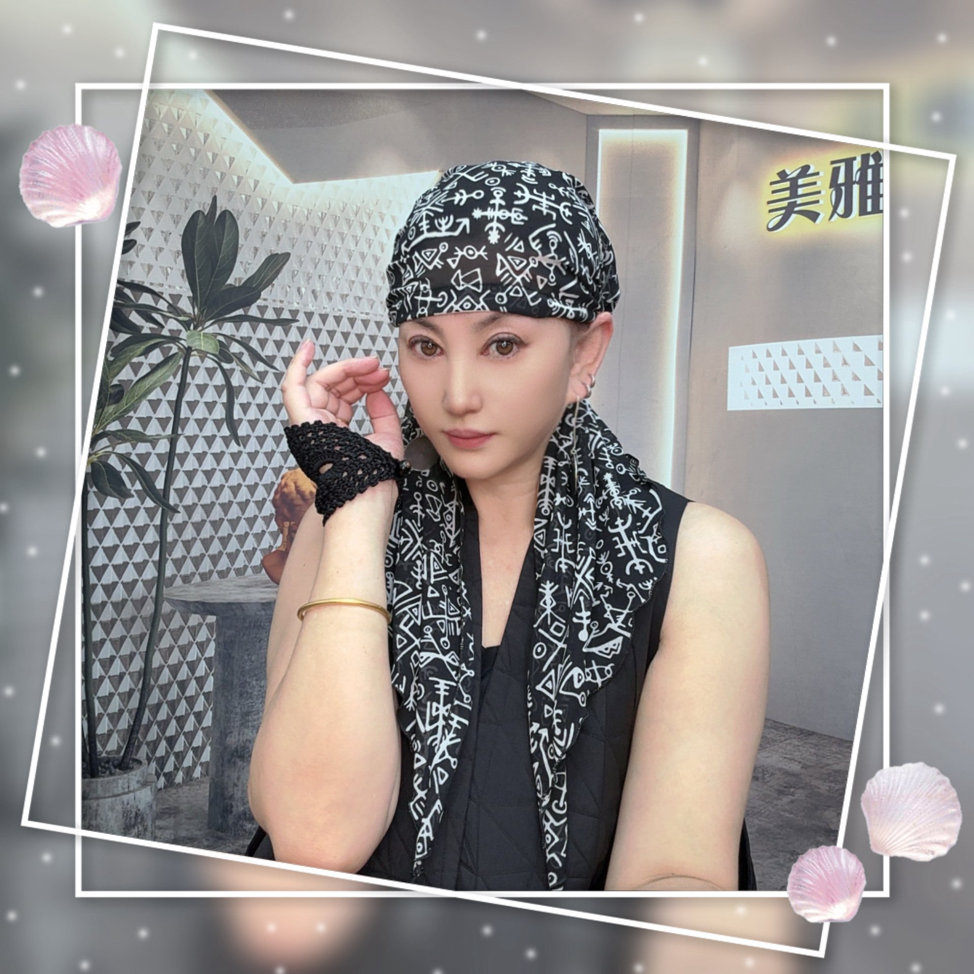 美雅家休闲薄款潮流洋气飘带帽子女百搭碎花帽遮白发四季透气