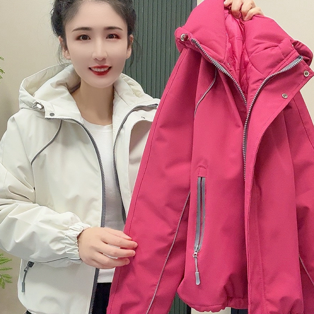 秋冬款拉链连帽套加棉加厚运动风棉服