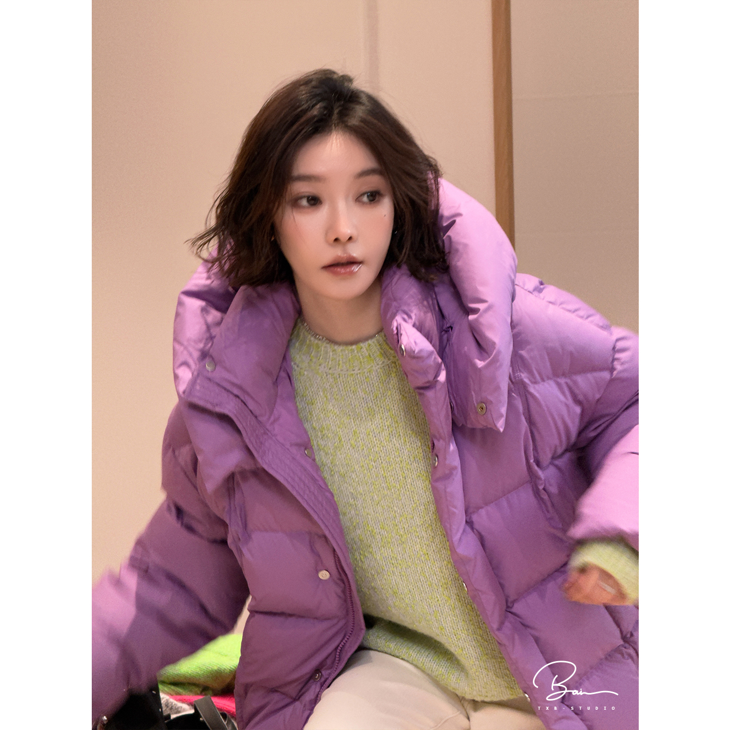 TXB “轻盈暖冬”哑光雾面95白鹅绒面包龟背连帽保暖羽绒服XB-8010