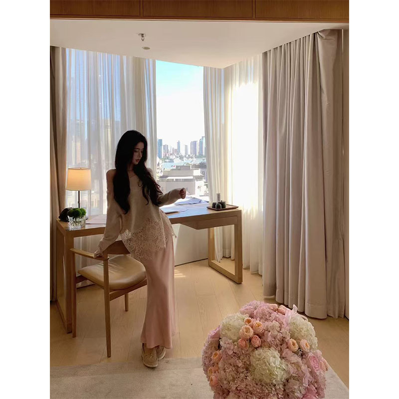 秋季时尚设计感纯欲风修身上学百搭上衣气质高腰a字半身裙套装女