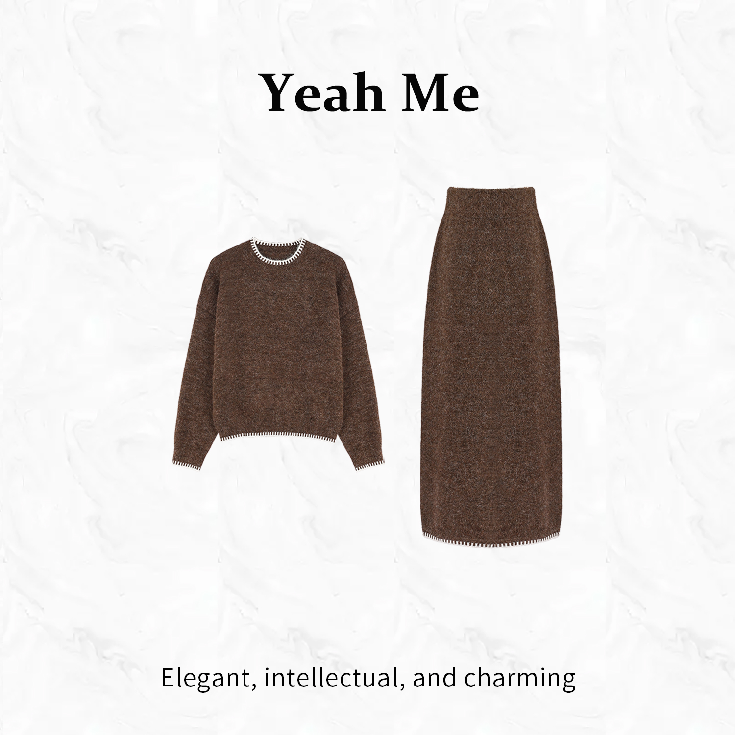 Yeah Me/也觅【秋色素典】秋季新款古典高贵感气质半身裙套装穿搭女