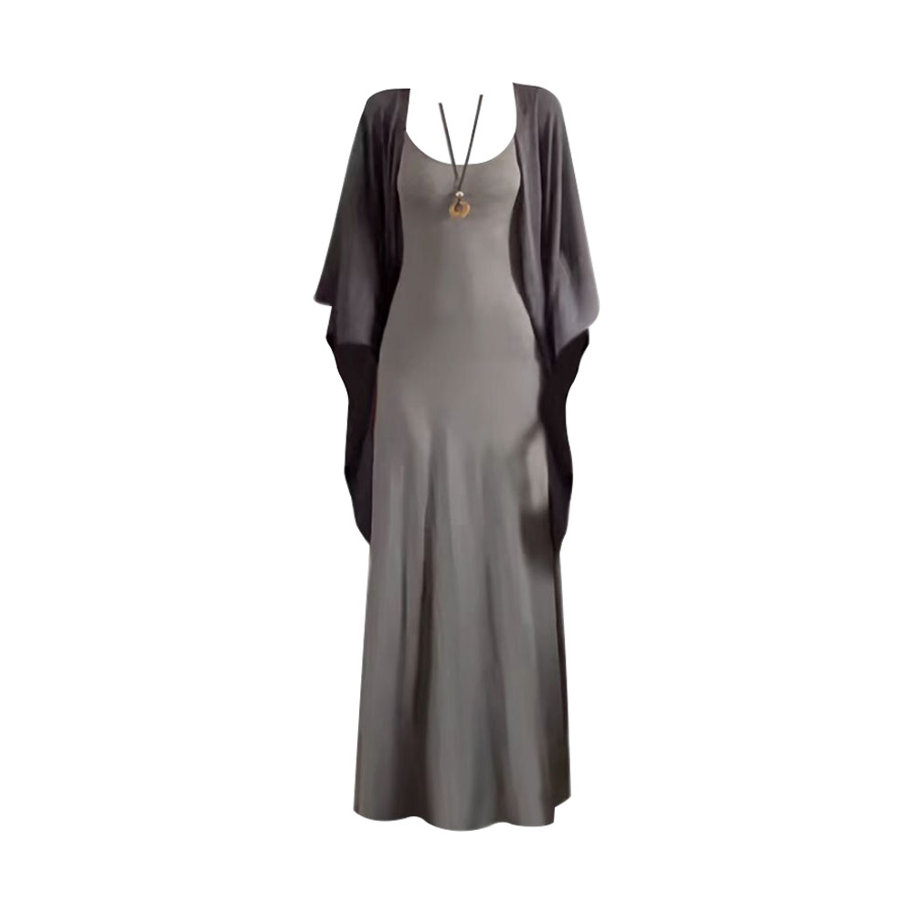 韩系松弛感垂感吊带连衣裙女夏季小众洋气防晒披肩两件套